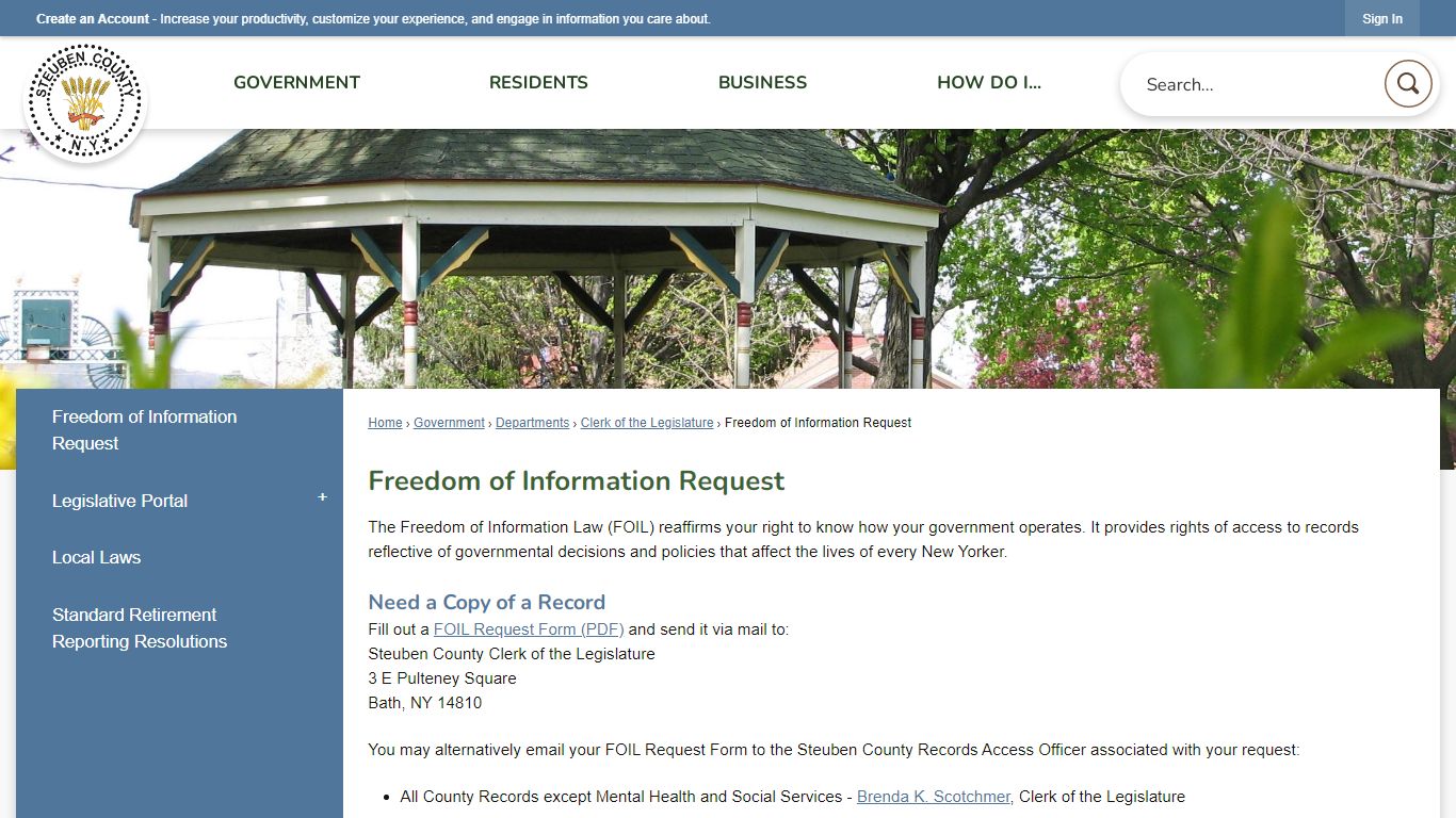 Freedom of Information Request | Steuben County, NY