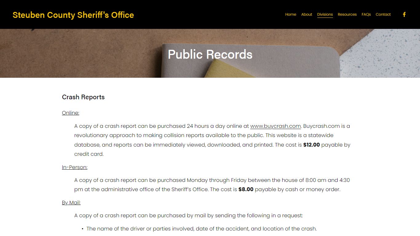 Public Records — Steuben County Sheriff's Office