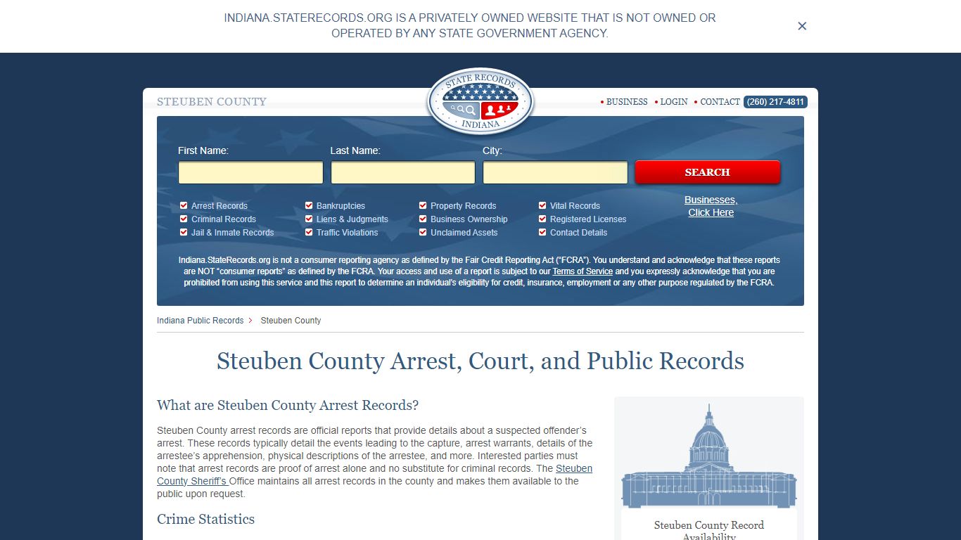 Steuben County Arrest, Court, and Public Records